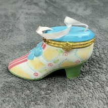 Victorian Style High Heel Shoe Trinket Box Porcelain Hinged PHB Multi Co... - $14.01