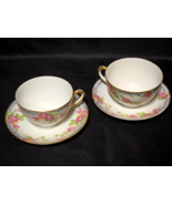 Vintage JEAN POUYAT Cup &amp; Saucer Set LIMOGES FRANCE POY280 Series - Pair... - $24.54