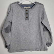 Hope &amp; Henry Kids Boys Shirt Small Gray Organic Cotton Long Sleeve Patch... - $9.99