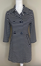 Cabi Women’s Button Up Lightweight Pea Coat Size XS In Blue White Stripe H9 - £22.42 GBP