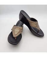 Donald J Pliner Women's Wedge Sandals Size 7 M Leather Tan Brown Rare Italy Vtg - $39.99