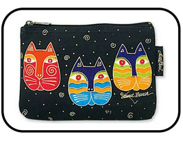 Laurel Burch &quot;Feline Faces&quot; ~ #LB2090E Canvas 9&quot;x1&quot;x6&quot; Cosmetic Bag ~ Cats ~ - £6.19 GBP