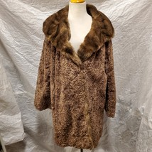 Vintage Sportowne Women&#39;s Brown Fur Coat, Size 18 - £154.79 GBP