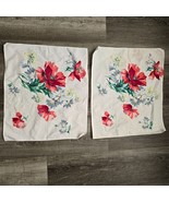 Vintage Fabric Napkins 1950s Red Poppies Floral Table Linens 15 x 17.5 F... - £15.70 GBP
