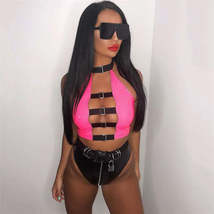 Women Club Wear Rave Outfit Festival Clothing Backless Halter - £15.44 GBP