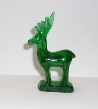Mosser Glass Emerald Green Christmas Reindeer Deer Rudolph Fawn Figurine - $23.23