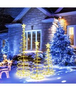 Set Of 3 Led Christmas Spiral Light Kit 6Ft 4Ft 3Ft With Star Finial Yar... - £145.97 GBP