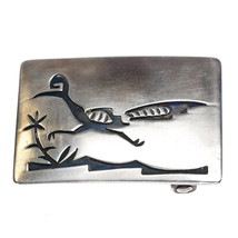 1970&#39;s Navajo Overlay Roadrunner sterling belt buckle - $171.52