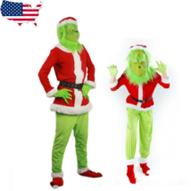 Christmas Adult Santa Grinch Costume 7Pcs - £39.90 GBP