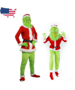 Christmas Adult Santa Grinch Costume 7Pcs - £39.90 GBP