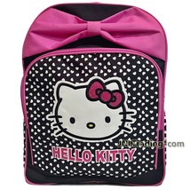 Sanrio Hello Kitty Pink Bow Tie School Backpack 2 Compartments &amp; 2 Side Pockets - £31.96 GBP