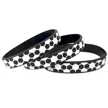 100 Black Patterned Silicone Wristbands - Linked Shapes Science / Soccer Style? - £12.01 GBP