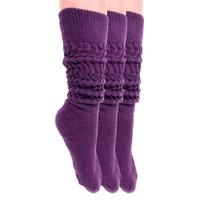 Fitness Slouch Socks Knee High Cotton Socks 3 Pairs Size 9-11 - £13.37 GBP