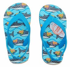 Wonder Nation Boys Flip Flops With Back Strap Blue Shark Size 7/8 NEW - £7.74 GBP