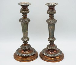 Antique 19th Century Arts and Crafts Silver Over Copper Candlesticks - $123.74