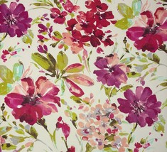 P Kaufmann Paint Palette Orchid Purple Large Floral Linen Fabric 4.5 Yards 54&quot;W - £64.14 GBP