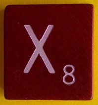 Scrabble Tiles Replacement Letter X Maroon Burgundy Wooden Craft Game Part Piece - £0.96 GBP