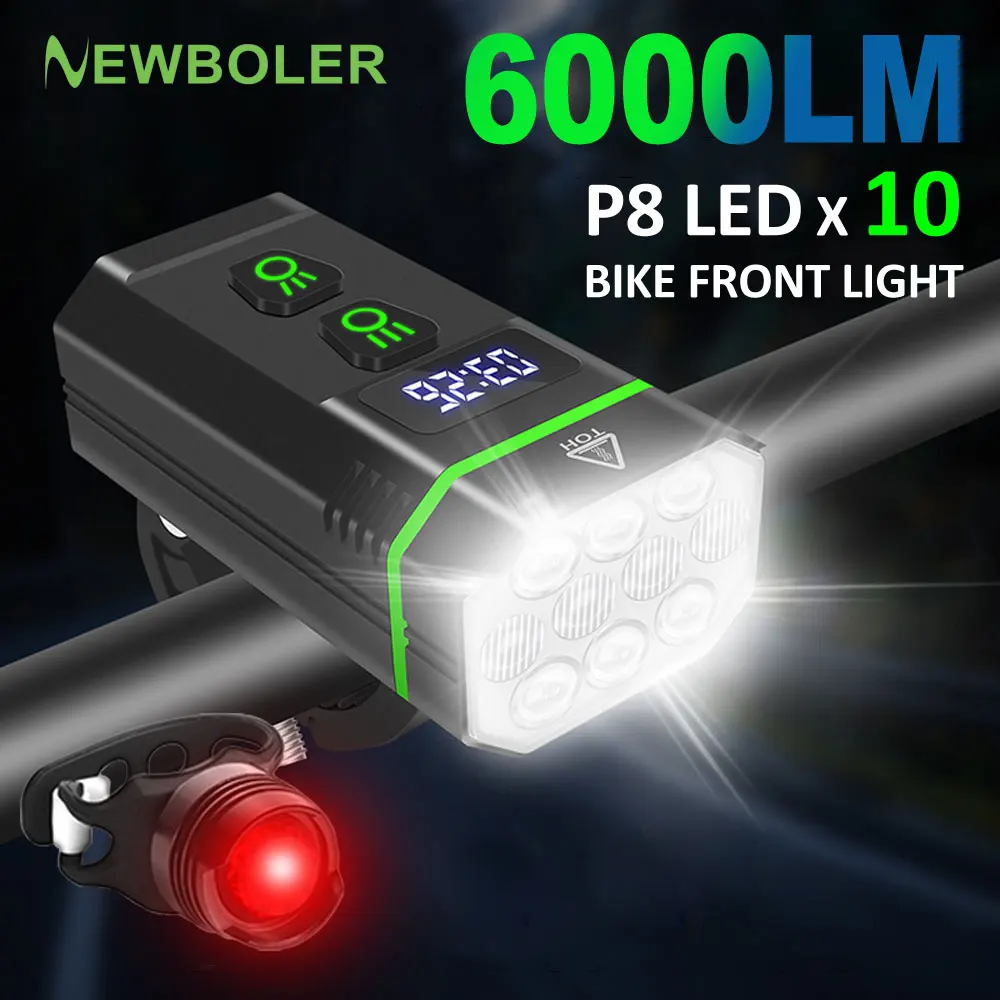 NEWBOLER Bicycle Light Front 6000Lumen Bike Light 5000mAh Waterproof Flashlight - £31.00 GBP+
