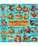 Funny Halloween Pumpkin Clipart Bundle: Watercolor Meme PNG (Digital Dow... - $2.46 CAD