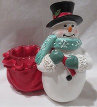 Yankee Candle Votive Tea Light Holder VTL/H WINTER SNOWMAN with red BAG - $34.55