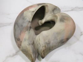 Jan Jacque Clay Pottery Heart Hollow Form Vessel Muted Pit Fired New York Artist - £157.48 GBP