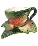 Midwest Season Cannon Falls Rainbow Trout Fish Cup &amp; Saucer Ceramic  Set - £18.49 GBP