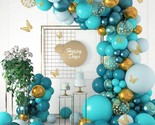 168Pcs Teal Balloons Garland Arch Kit, Double-Stuffed Dark Teal Blue Tur... - $29.99