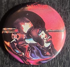 JUDAS PRIEST VINTAGE 1980s PINBACK 1&quot; PIN  BUTTON HEAVY METAL STAINED CL... - $9.83