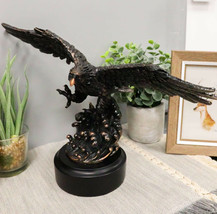 Wings Of Glory Bald Eagle Swooping Over Water Bronzed Resin Figurine With Base - £45.55 GBP