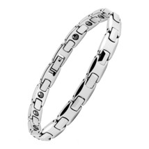 Traditional Faceted Link Tungsten Bracelet Magnetic Modern Bling Wristband - £71.93 GBP