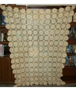 Antique Hand Crochet Lace Bedspread Tablecloth Couch Decor Ivory Cream - $83.08