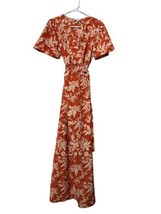 Luxology Orange Floral Print Wrap Top Maxi Dress Woman&#39;s Size Medium - £19.44 GBP