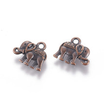 2 Elephant Charms Antiqued Copper Jewelry Charms DIY Supplies Findings Circus - £3.48 GBP