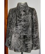 VINTAGE  CURLY PERSIAN CHARCOAL GREY LAMB FUR JACKET- STAND-UP COLLAR, F... - $147.51