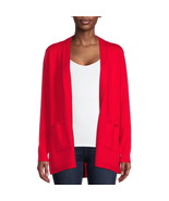 Chic Women&#39;s Mixed Media Cardigan Sweater - Elegant Open Front Design - £18.76 GBP