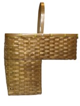 VTG Wicker Stair Step Basket Organizer Handle Rustic Cottage Farmhouse MCM Flaw - £28.02 GBP