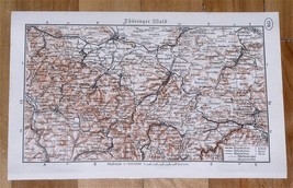 1937 Vintage Map Of Thuringian Forest Mountains / Thuringia Thüringen Germany - £13.65 GBP