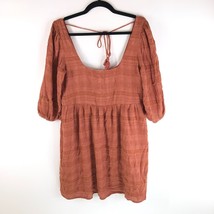 American Eagle Womens Mini Dress Puff Sleeve Low Back Cottagecore Orange M - £15.36 GBP