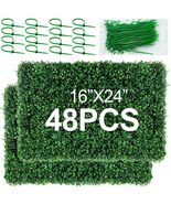 48 Pcs 16&quot; x 24&quot; Grass Wall Panels Boxwood Hedge Wall Panels Artificial ... - $211.66 CAD