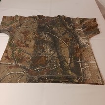 Men's Brown Green Forest Hunting Camping Stretch Camo T-Shirt Chest Size 52" image 2