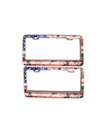 Patriotic License Plate Frames Red White Blue Metal NEW Set of 2 - $18.50