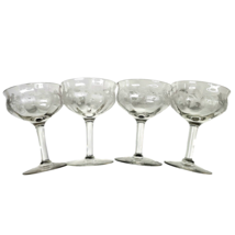 vintage crystal clear Tiffin Scots thistle etched glass sherbets or champagne 5&quot; - £47.54 GBP