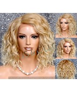 Blonde ombre mix Human Hair Blend Wig Lace Front L Shape part mono Handt... - $164.05 CAD