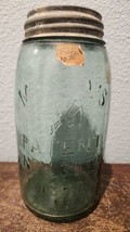 Hero Cross Mason&#39;s Patent Nov. 30TH 1858 Aqua Blue Quart Jar - £30.88 GBP