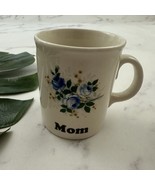 Vintage Made in England Mom Coffee Mug Cream Blue Rose Floral Cup Gift - $25.71 CAD