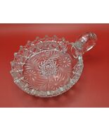 Vintage Cut Glass Nappy Dish w Handle Starburst Floral Pattern 5” Candy ... - $24.70