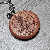 Grand Teton National Park Bald Eagle Bird Wooden Compass Keyring Keychain - £10.08 GBP