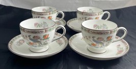 Set of 4 Wedgwood Bone China KUTANI CRANE Cups &amp; Saucers Made in England - £78.30 GBP