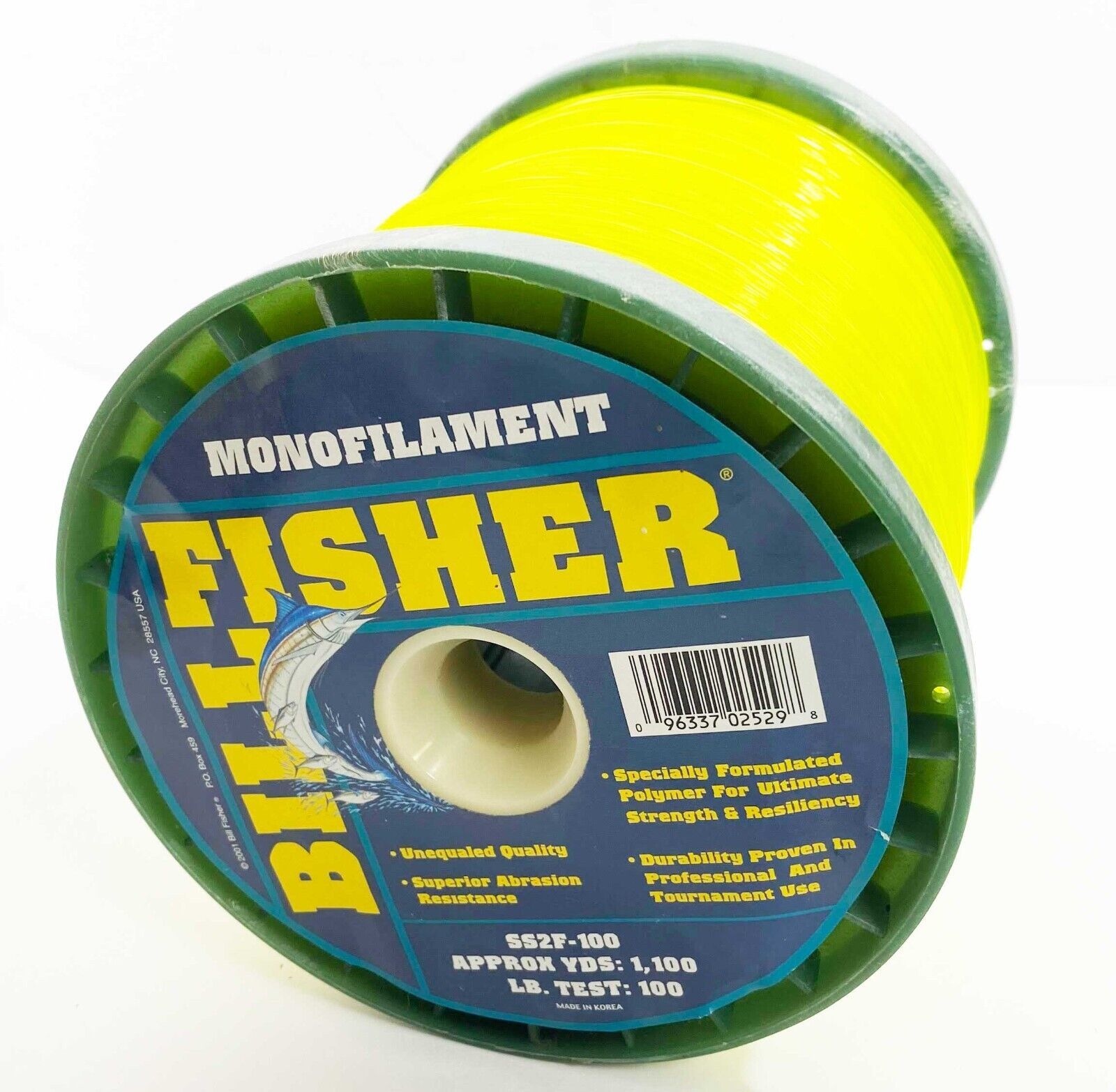 Billfisher Bulk Mono 2lb 100lb 1100yds Flourescent Yellow, SS2F-100