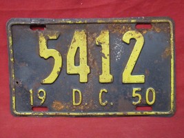 1950 District of Columbia License Plate Washington DC #8 - £23.73 GBP